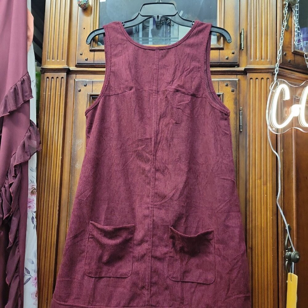 Lightweight Corduroy Dress Small Burgundy